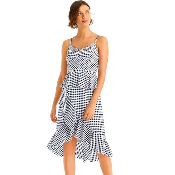 J. Crew Silk Peplum Dress in Gingham Print - Picture 2 of 15
